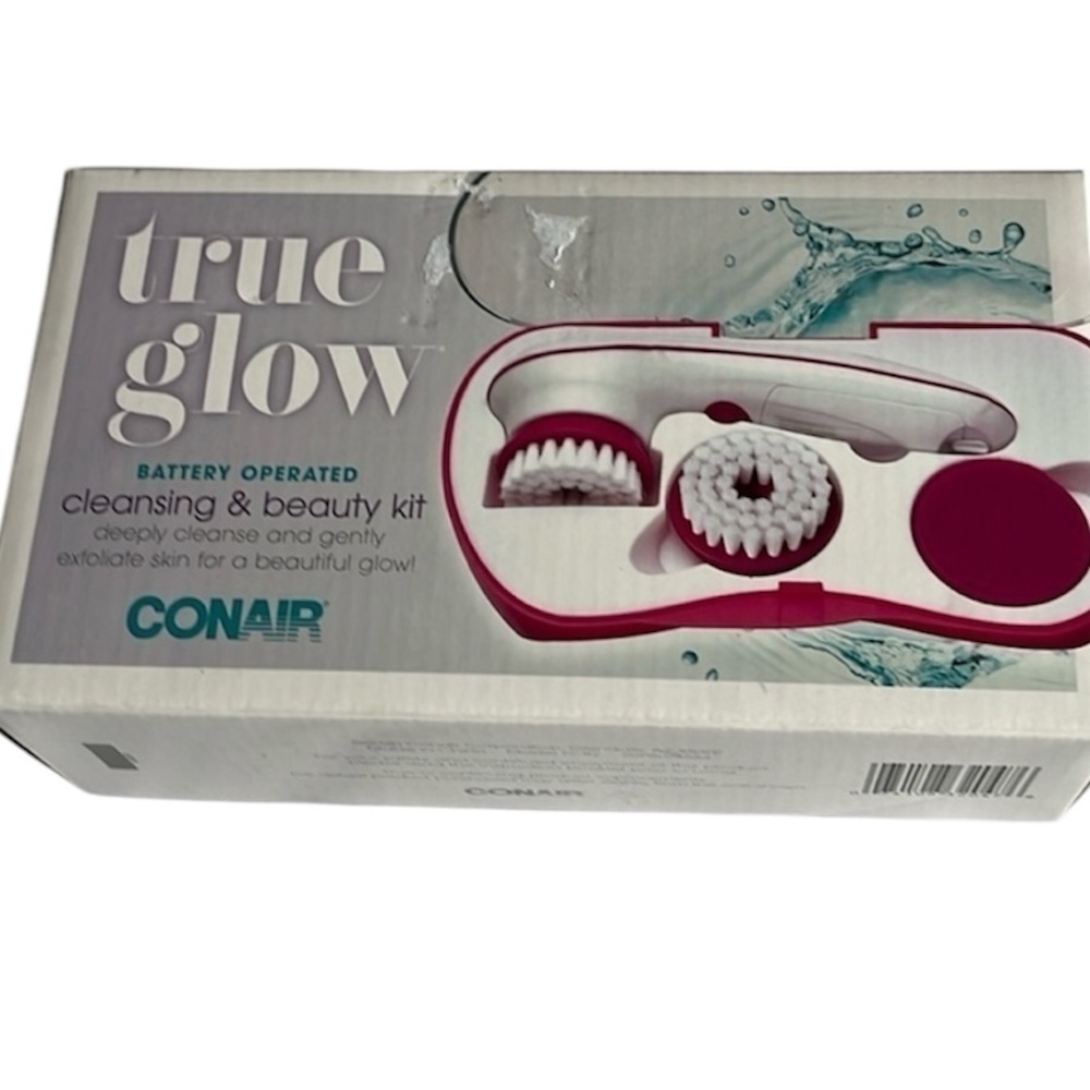 Conair True Glow Facial Cleansing Brush Spin Clean Exfoliating Spa Kit New